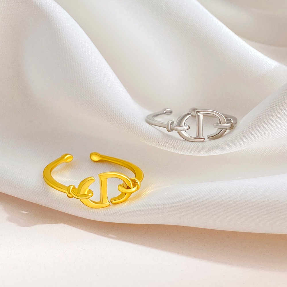 Nhẫn Hở Khắc Chữ D Đôi Đơn Giản Thời Trang Cho Nam Nữ