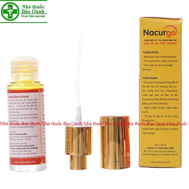 Xịt vết thương Nacurgo - Giúp nhanh lành vết thương, hạn chế nhiễm trùng, sơ cứu vết bỏng, vết loét