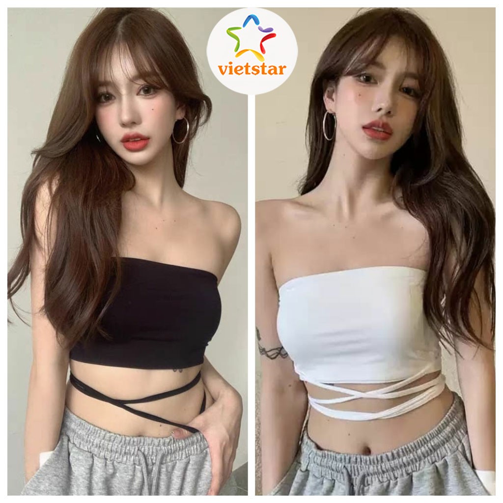 [Mã WASTDEP giảm 5K đơn bất kì] Áo quây ngực croptop đan dây chéo mặc 2 kiểu chất thun gân - VIETSTAR