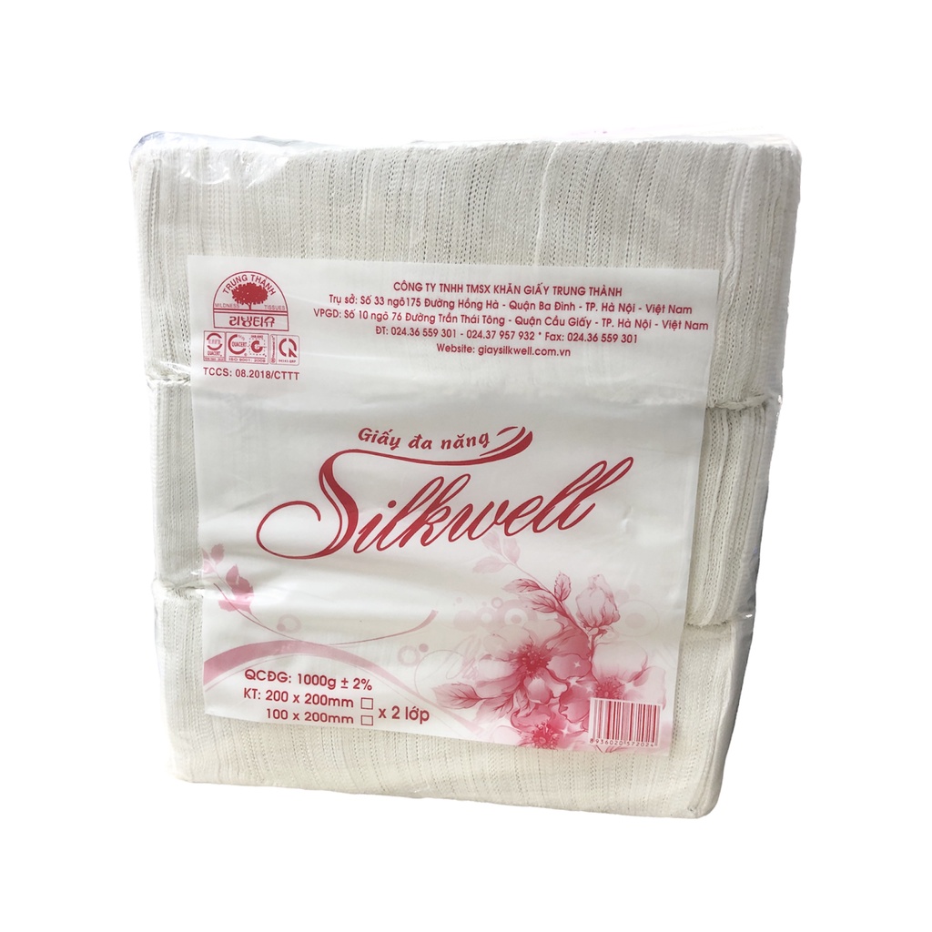 Giấy ăn đa năng SilkWell, Giấy ăn cân gấp tự động bịch 1kg không chất tẩy trắng