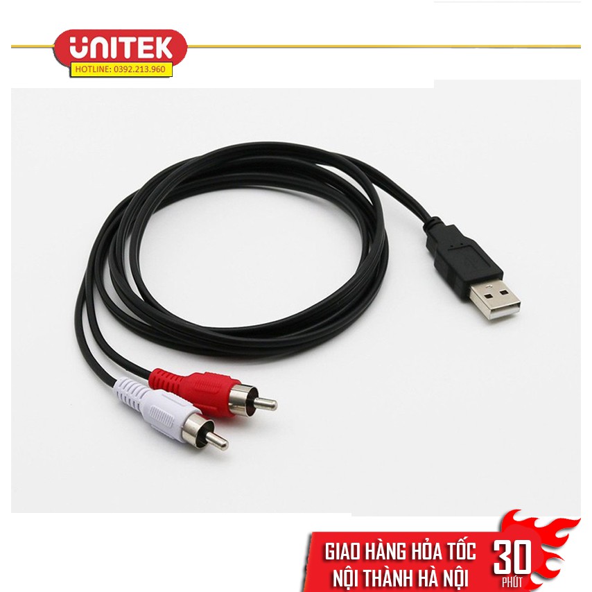 Cáp Chuyển Đổi Cổng USB Sang 2 Cổng RCA Cho TV 1.5m