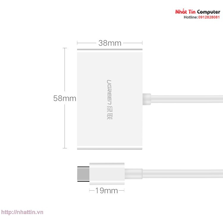 Cáp chuyển đổi USB type C to HDMI/VGA hỗ trợ full HD 3D 4Kx2K chính hãng Ugreen 30843