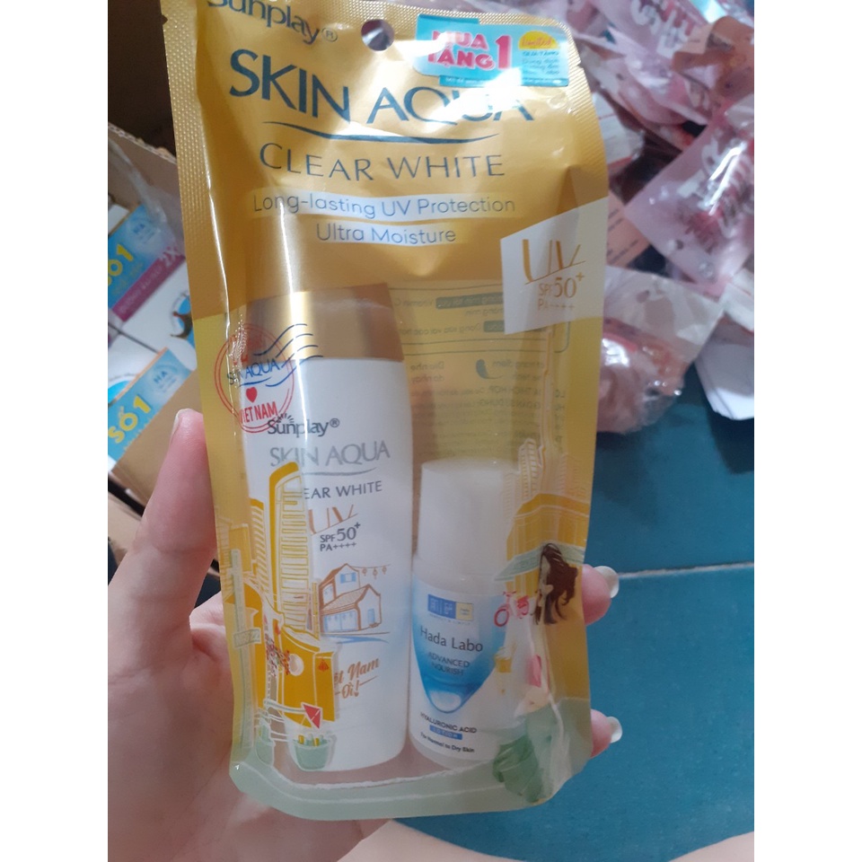 [Chính hãng] Sữa chống nắng dưỡng da trắng mịn Skin aqua SPF 50 có quà tặng tùy đợt hàng
