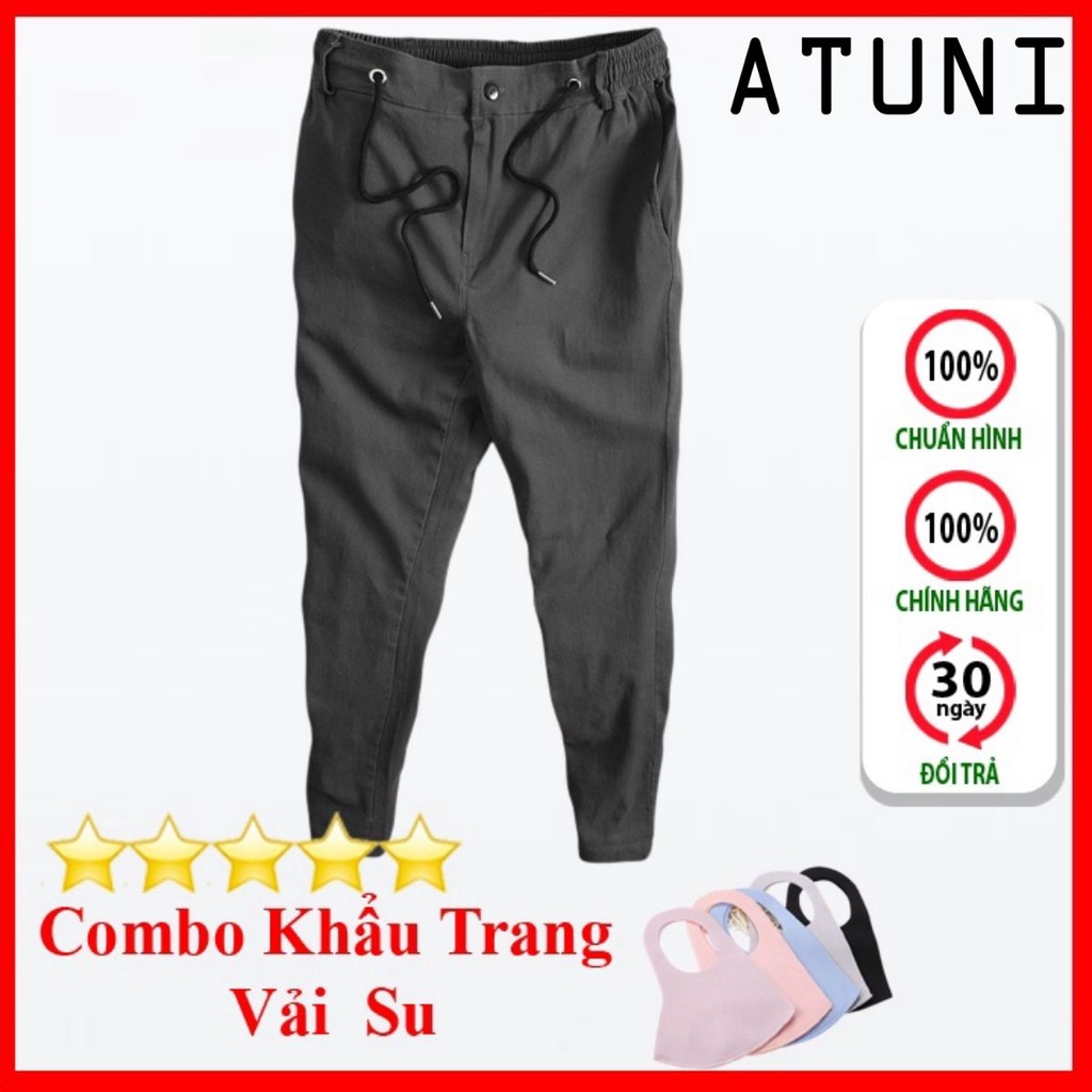 Quần Kaki Nam Ống Đứng ATUNI Form Suông Dài Rộng Vải Kaki Đẹp Cao Cấp,Co Giãn Tốt Dáng Âu,Công Sở,Lưng Thun QK040+KTSu