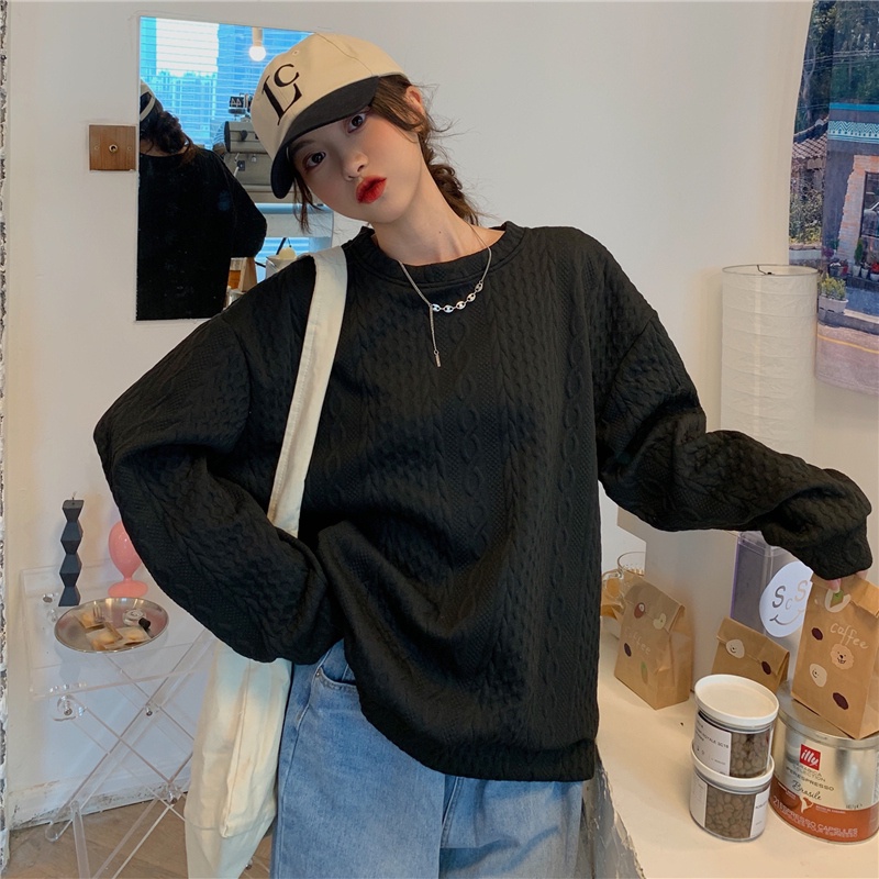 Áo Sweater Màu Trơn Dáng Rộng Phong Cách Cổ Điển Thời Trang Hàn Quốc Cho Nữ Xiaozhainv | BigBuy360 - bigbuy360.vn