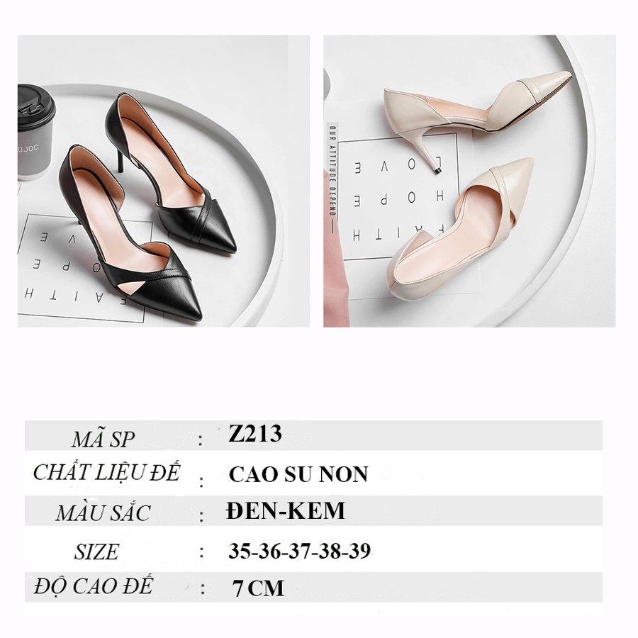 Giày cao gót nữ mũi nhọn đế nhọn khoét eo 7 cm hàng hiệu giá rẻ -Z213