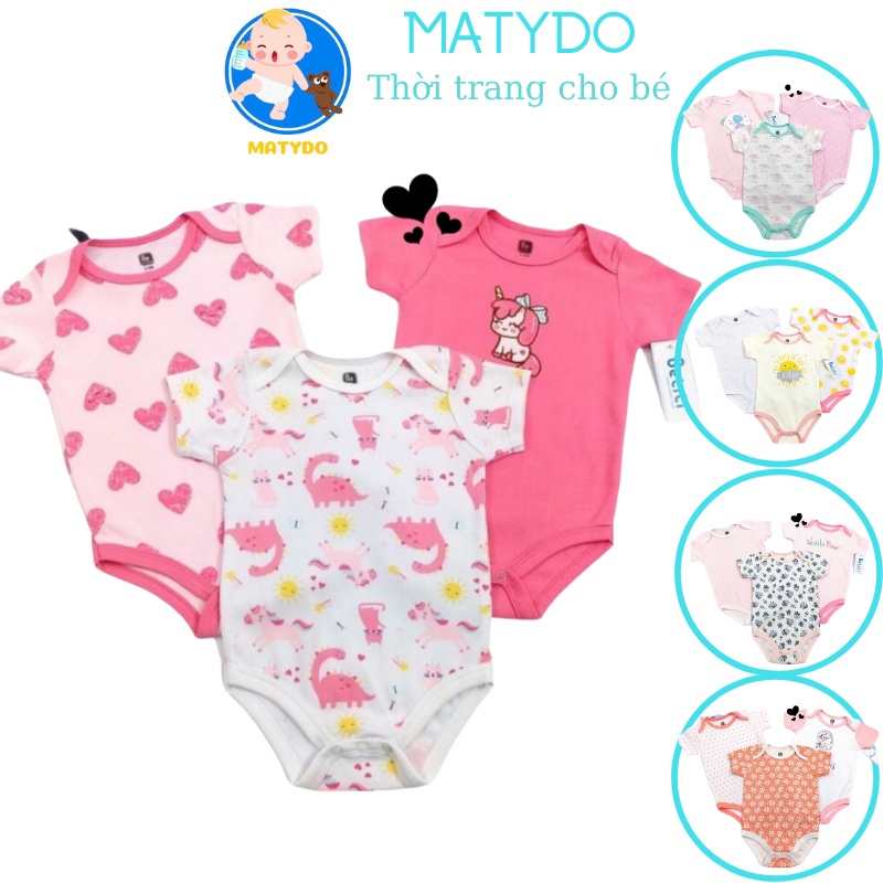 Set 3 body cộc tay cotton MATYDO bodysuit Beliti bộ đồ liền thân cho bé trai và bé gái BD02