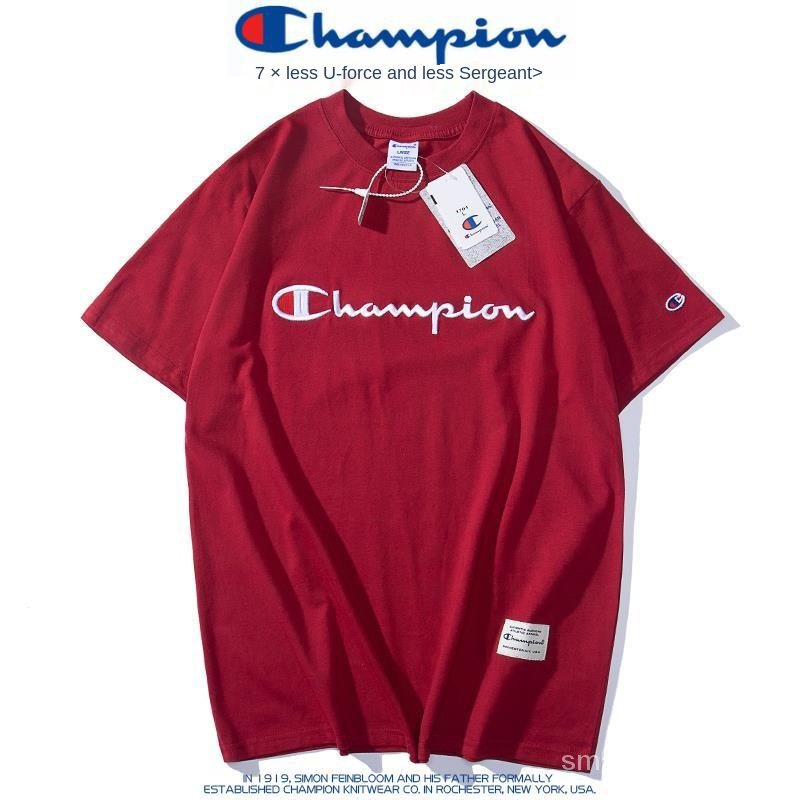 Áo Thun Cotton Ngắn Tay Thêu Chữ Champion Thời Trang Mùa Hè Cho Cặp Đôi