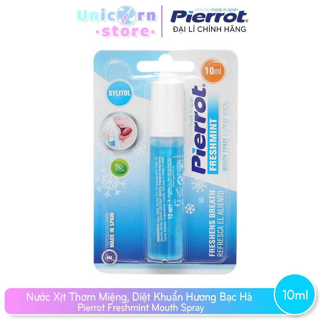 Nước Xịt Thơm Miệng, Diệt Khuẩn Hương Bạc Hà Pierrot Freshmint Mouth Spray 10ml