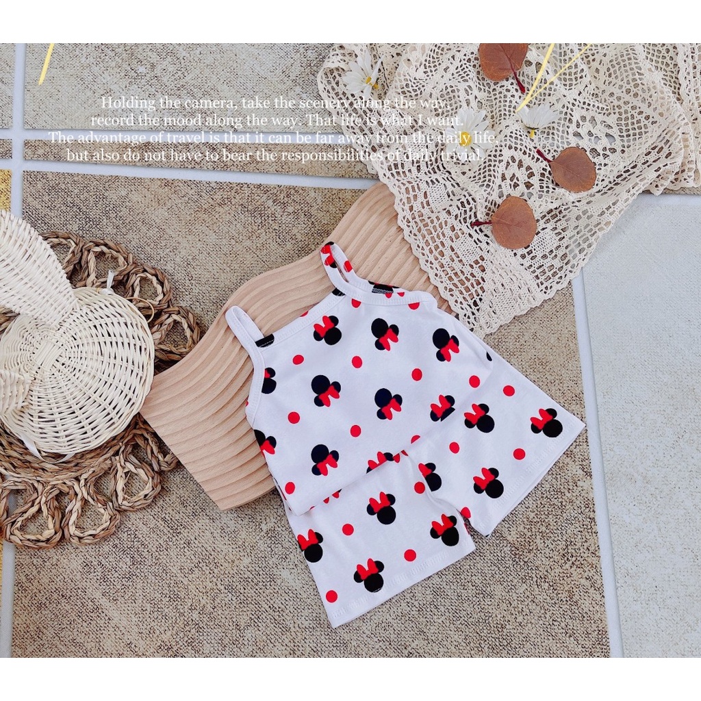 Bộ 2 dây chất cotton bé gái, bộ quần áo 2 dây chất cotton xuất dư xịn nhiều hình cho bé