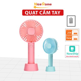 Quạt mini để bàn 4 cánh, quạt mini cầm tay có thể sạc pin nhỏ gọn tiện lợi, êm ái - Giao màu ngẫu nhiên
