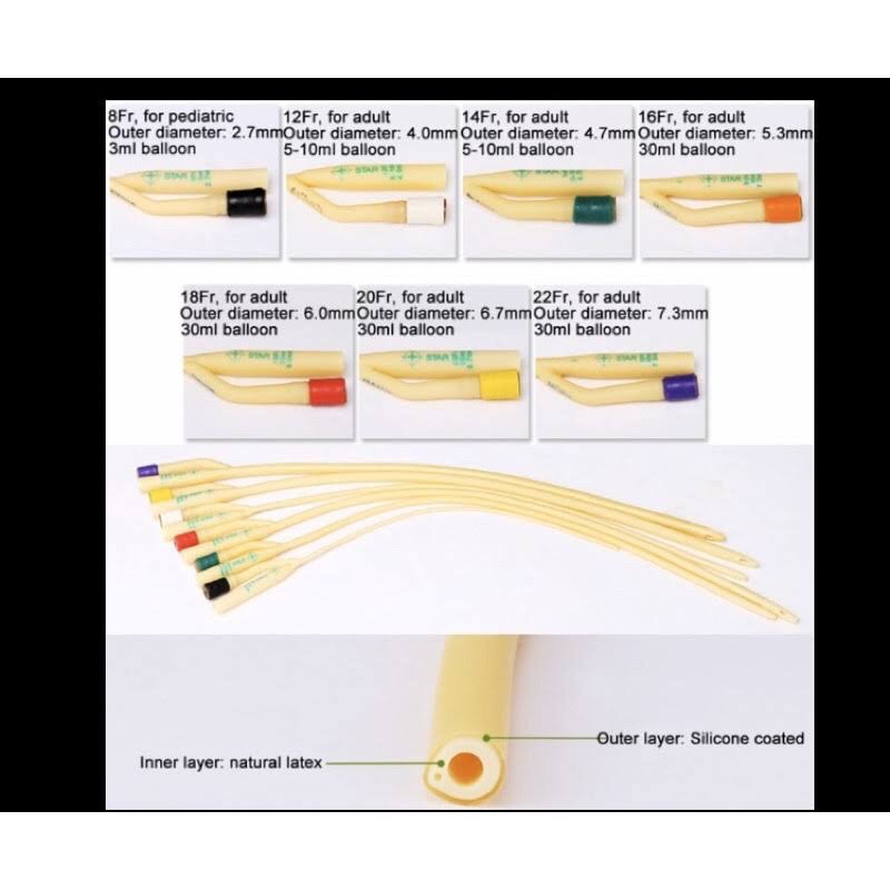 Dây Ống Thông Tiểu xông tiểu 2 hai nhánh số 18fr Sonde Foley tiểu 2 hai Nhánh Greetmed 18Fr