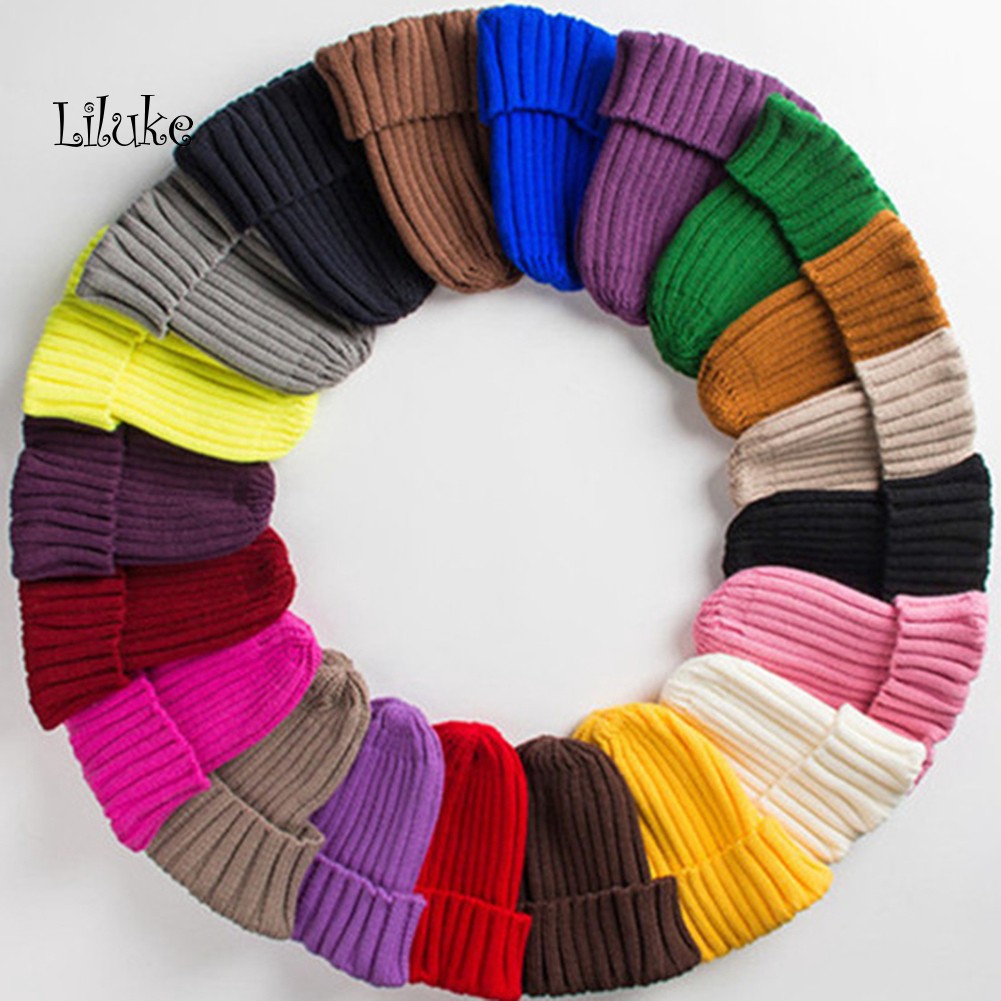 Mũ Beanie Dệt Kim Unisex Mềm Mại Màu Trơn Phong Cách Hiphop