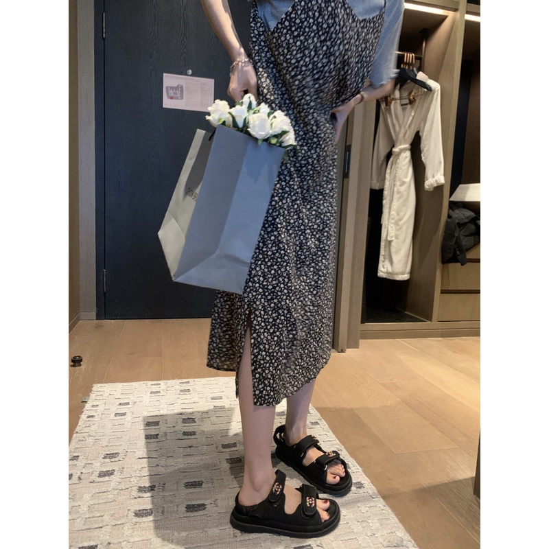 |V04| Váy hoa nhí hai dây xẻ tà