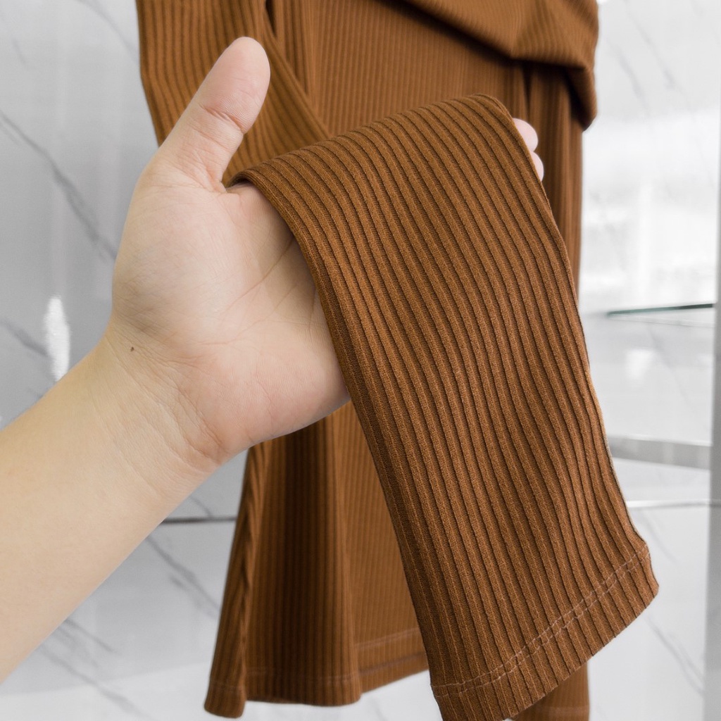 Áo Len Masara BẸT VAI chất liệu len cao cấp màu nâu chuẩn phom chuẩn dáng