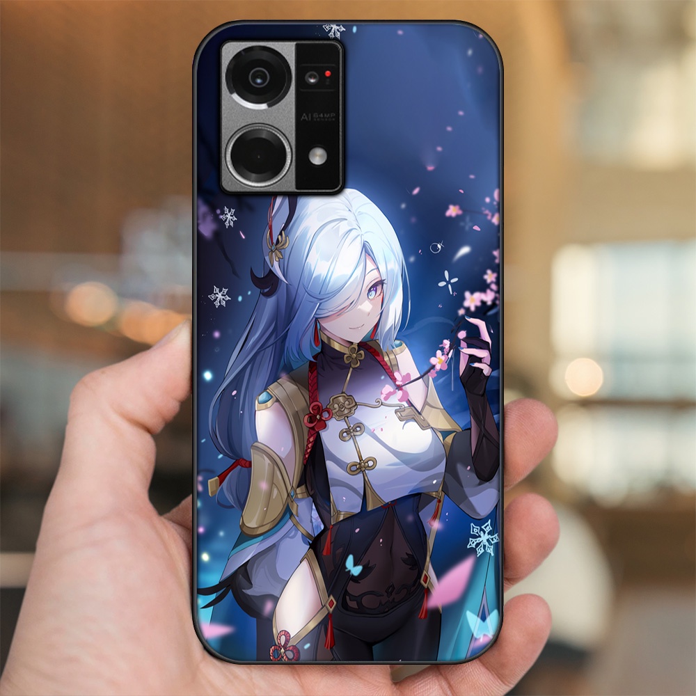 Ốp lưng Oppo Reno 7 4G viền đen in hình Shenhe Genshin Impact
