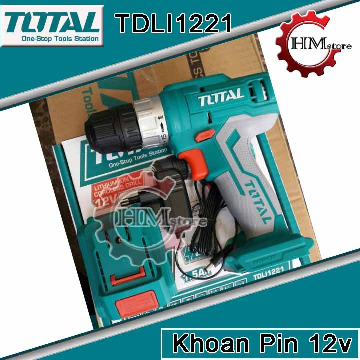 [Chính hãng] Máy Khoan dùng pin Li-ion 12V TOTAL TDLI1221 - Máy khoan pin cầm tay 12v