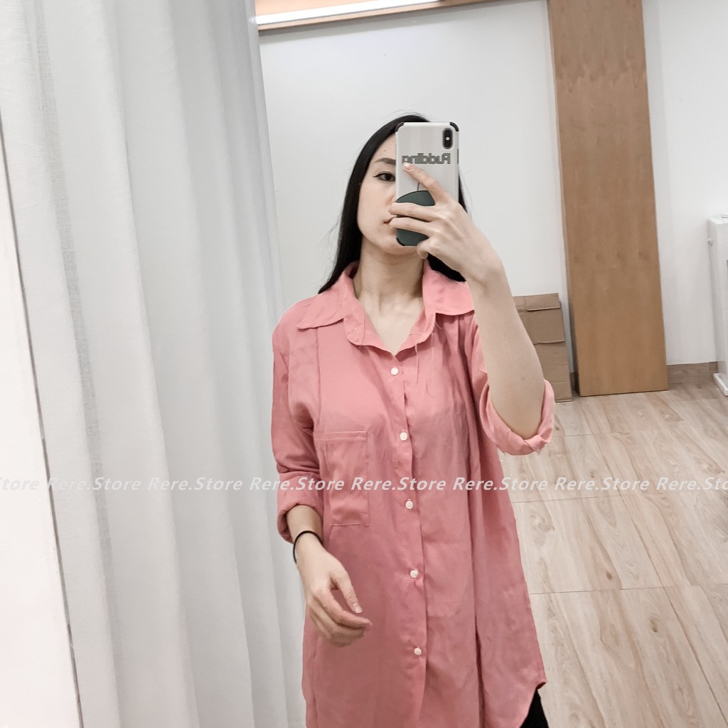 Áo Sơ MI Nữ Dài Tay Da Báo Phối Túi Ngực - Rere.Store [FREESHIP] - Áo sơ mi form rộng kiểu dáng vintage Ulzzang