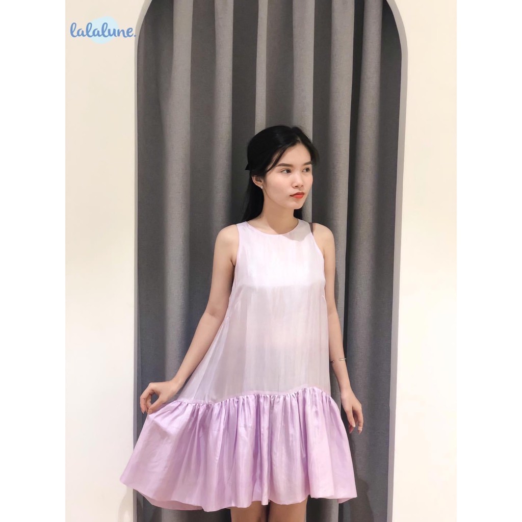 Đầm lụa tơ vàng và tím lilac lalalune cho mẹ và bé