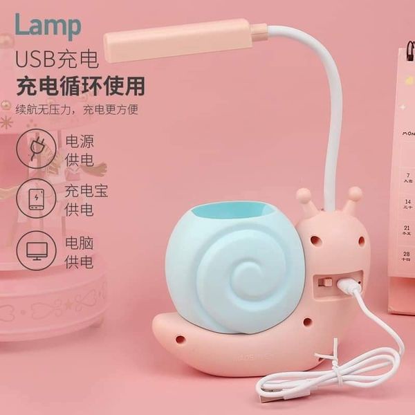 Đèn Học Để Bàn Mini Hình Ốc Sên Siêu Dễ Thương Kèm Ống Bút
