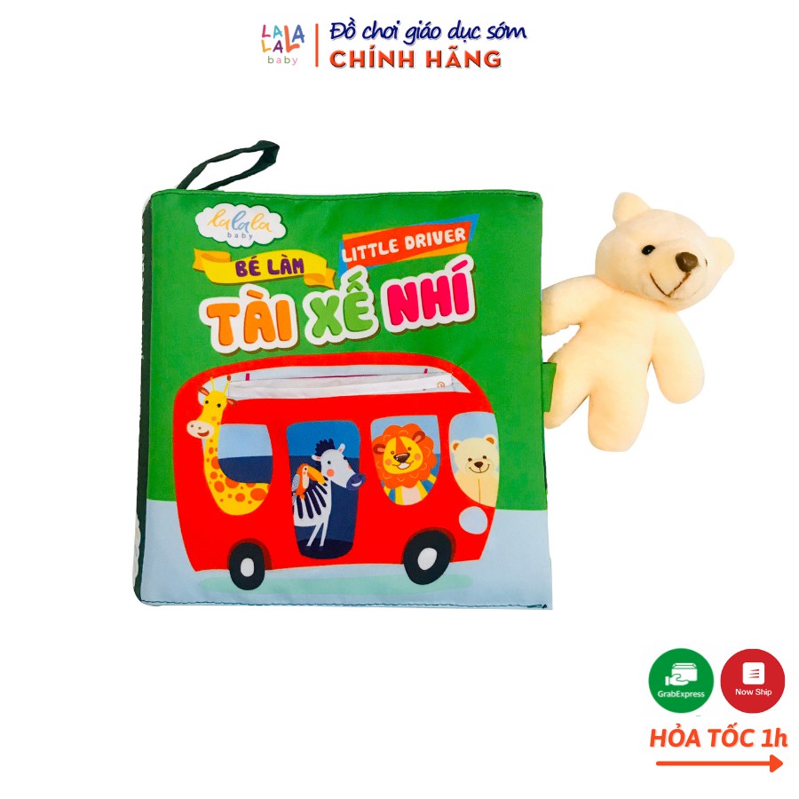 Sách vải cho bé Lalala baby đa tương tác với chủ đề Bé làm tài xế nhí, kích thước 18x18cm, 12 trang