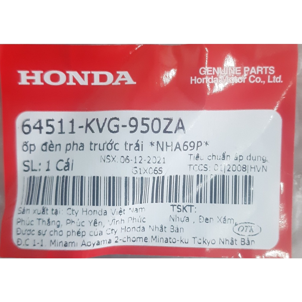 Ốp đèn pha AirBlade cũ 2008 chính hãng Honda 64511-KVG-950-ZA