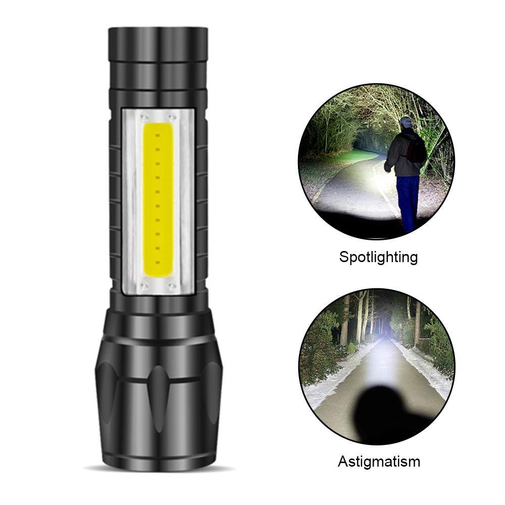 Đèn Pin Sạc Mini Có Zoom XPE+COB Light Siêu Sáng