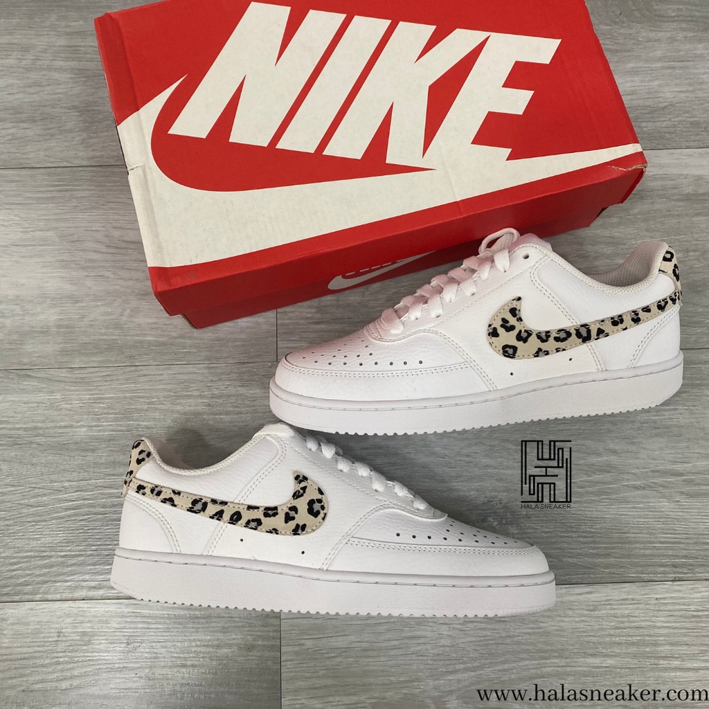 Giày Nike Chính Hãng Court Vision Low DD9665 100 - Chuẩn Auth - Swoosh Hoạ Tiết Da Báo Cá Tính - halasneaker.com