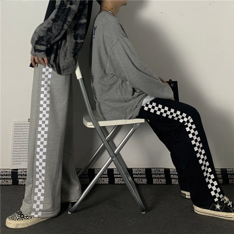 Quần Dài Ống Rộng Họa Tiết Caro Trắng Đen Thời Trang Hàn Quốc 22302