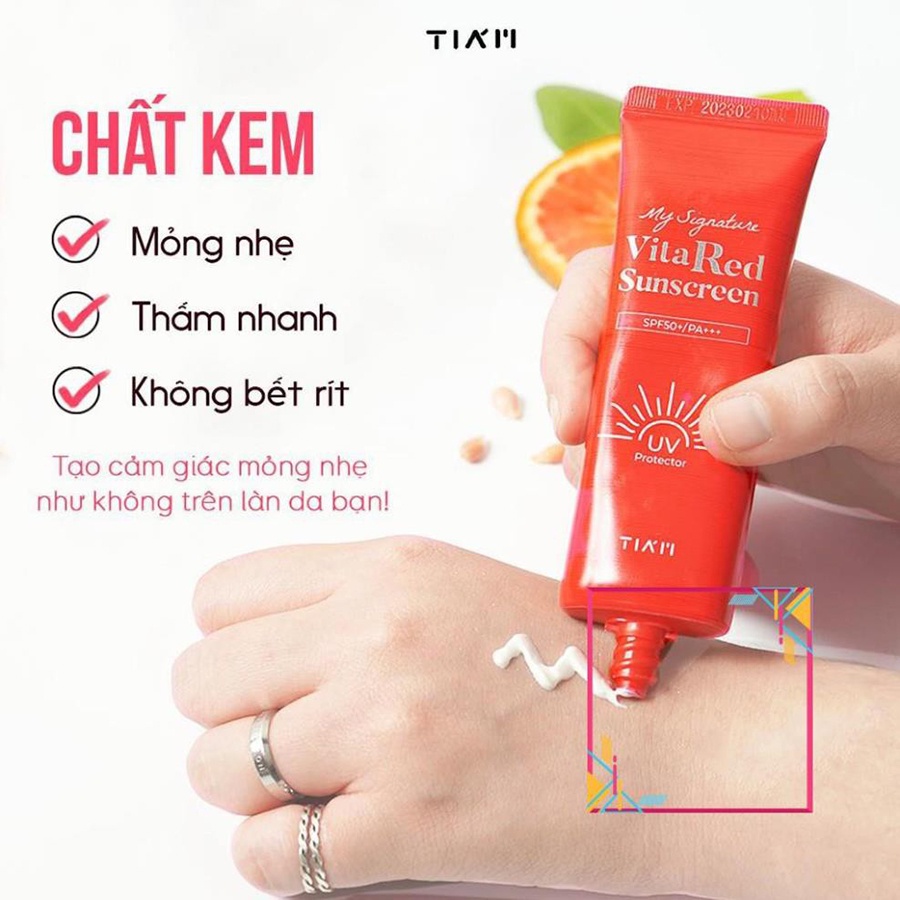 Kem chống nắng Tiam dưỡng trắng da tiam vita red sunscreen 50ml - Lamicare