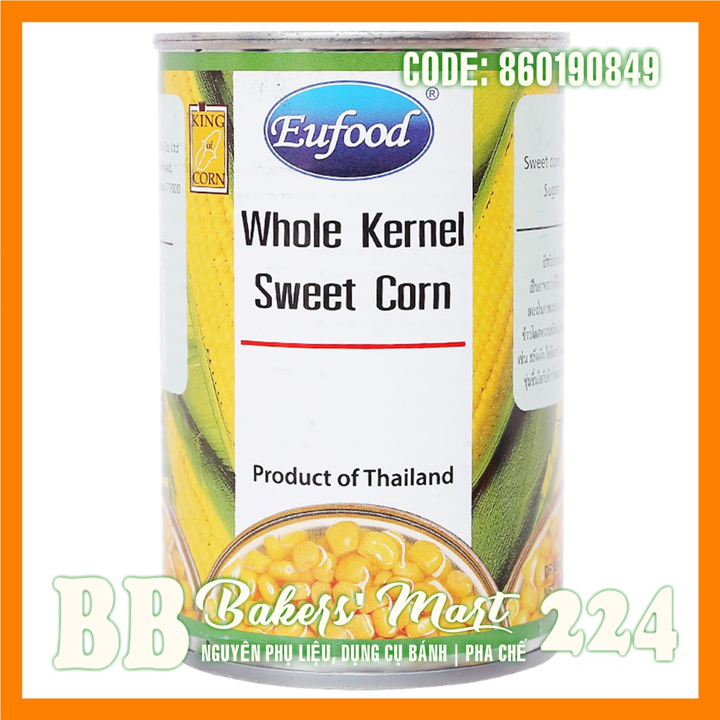 Bắp hạt Thái Whole Kernel Sweet Corn EUFOOD - Lon 410gr