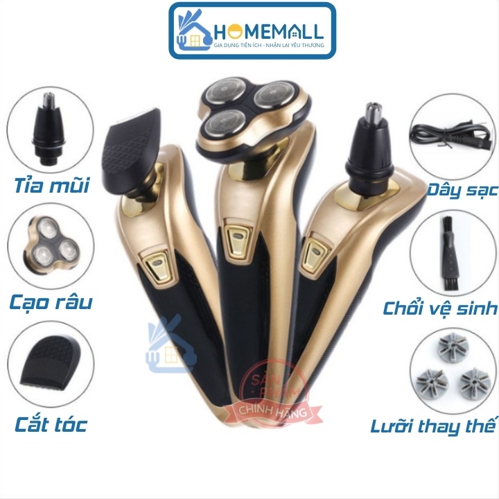 Máy cạo râu đa năng 3 trong 1 cạo râu, cắt tóc, tỉa lông mũi - Có cổng sạc, chống nước MCR1