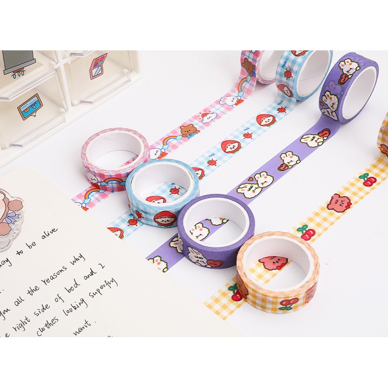 Washi tape Băng dính cô gái dễ thương trang trí đầy màu sắc đơn giản sáng tạo C-11