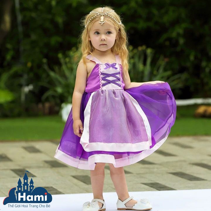 HM0211 - Đầm Công Chúa Tóc Mây Rapunzel Cho Bé Gái Từ 18 đến 22kg