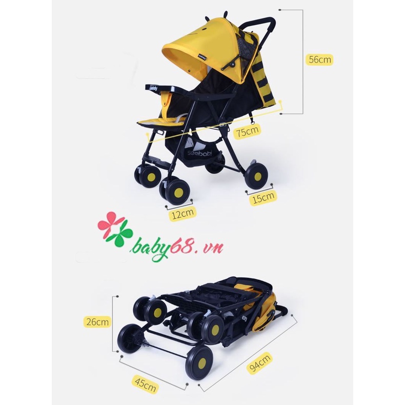 Xe đẩy du lịch Seebaby QQ3 chú ong vàng