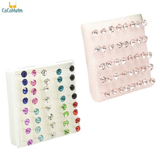 Set 20 đôi khuyên tai nhựa mini đính đá pha lê phong cách Hàn Quốc