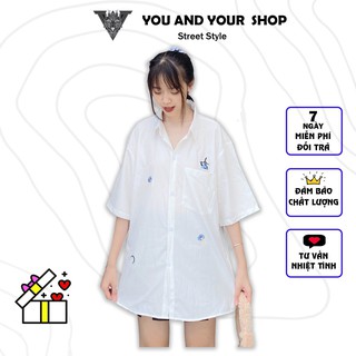Sơ mi tay lỡ YAYSHOP thêu hoạ tiết nổi vải voan xinh xắn