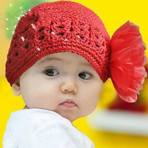 Mũ len móc thời trang họa tiết hoa dành cho bé giữ ấm mùa đông
