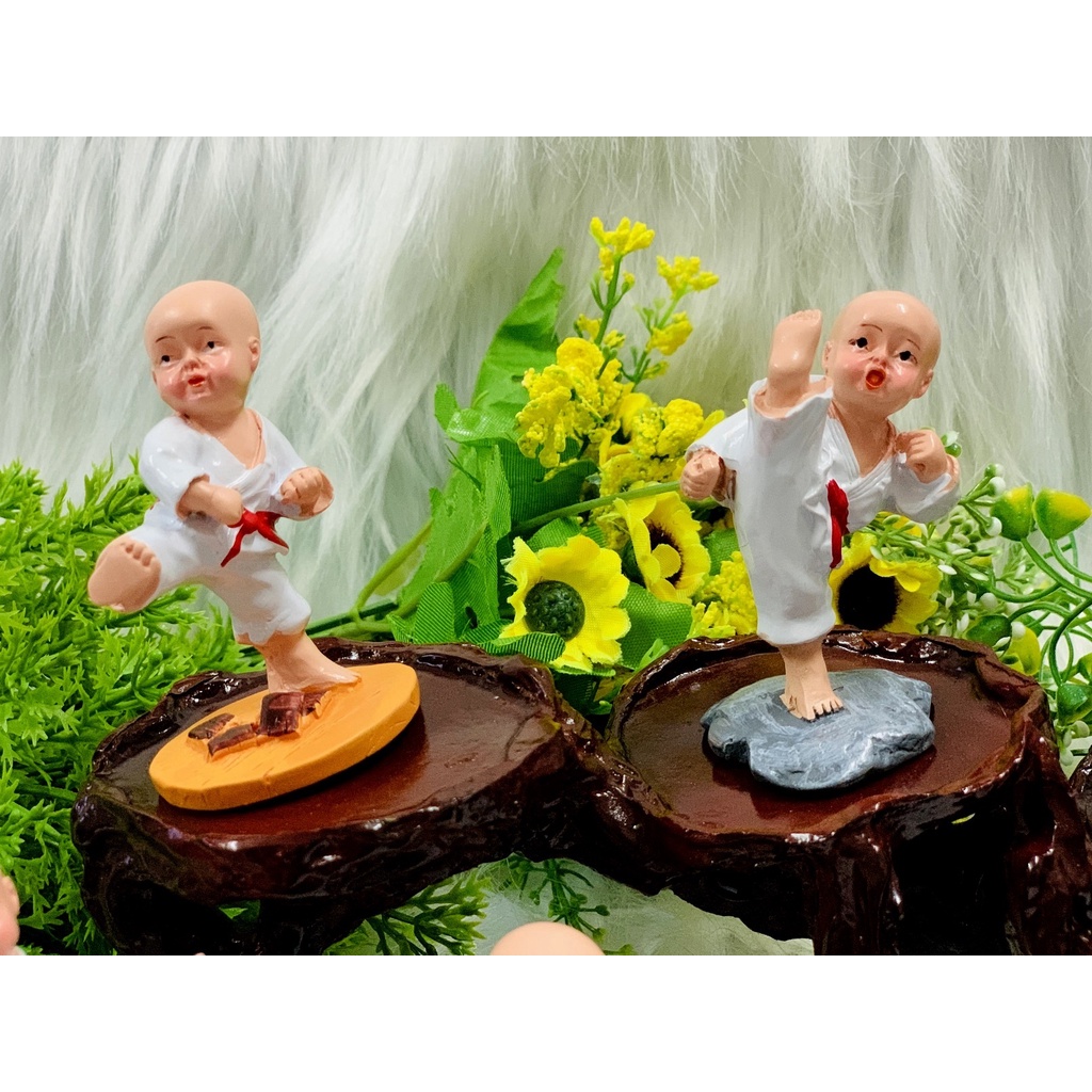 Full Set 6 tượng chú tiểu karate tọa đế 6 chân ( Hình Thật )