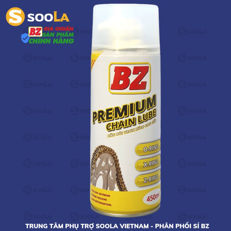 Chai xịt bôi trơn bảo dưỡng sên xích xe máy xe mô tô BZ Premium Chain Lube 450 ml