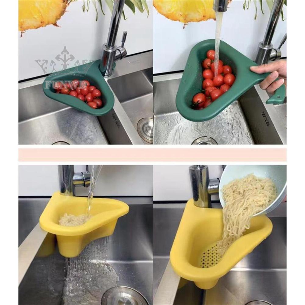 【FUNWD】Kitchen Sink Strainer Basket Fruit Vegetable Drainer Sponge Rack Drain Filter