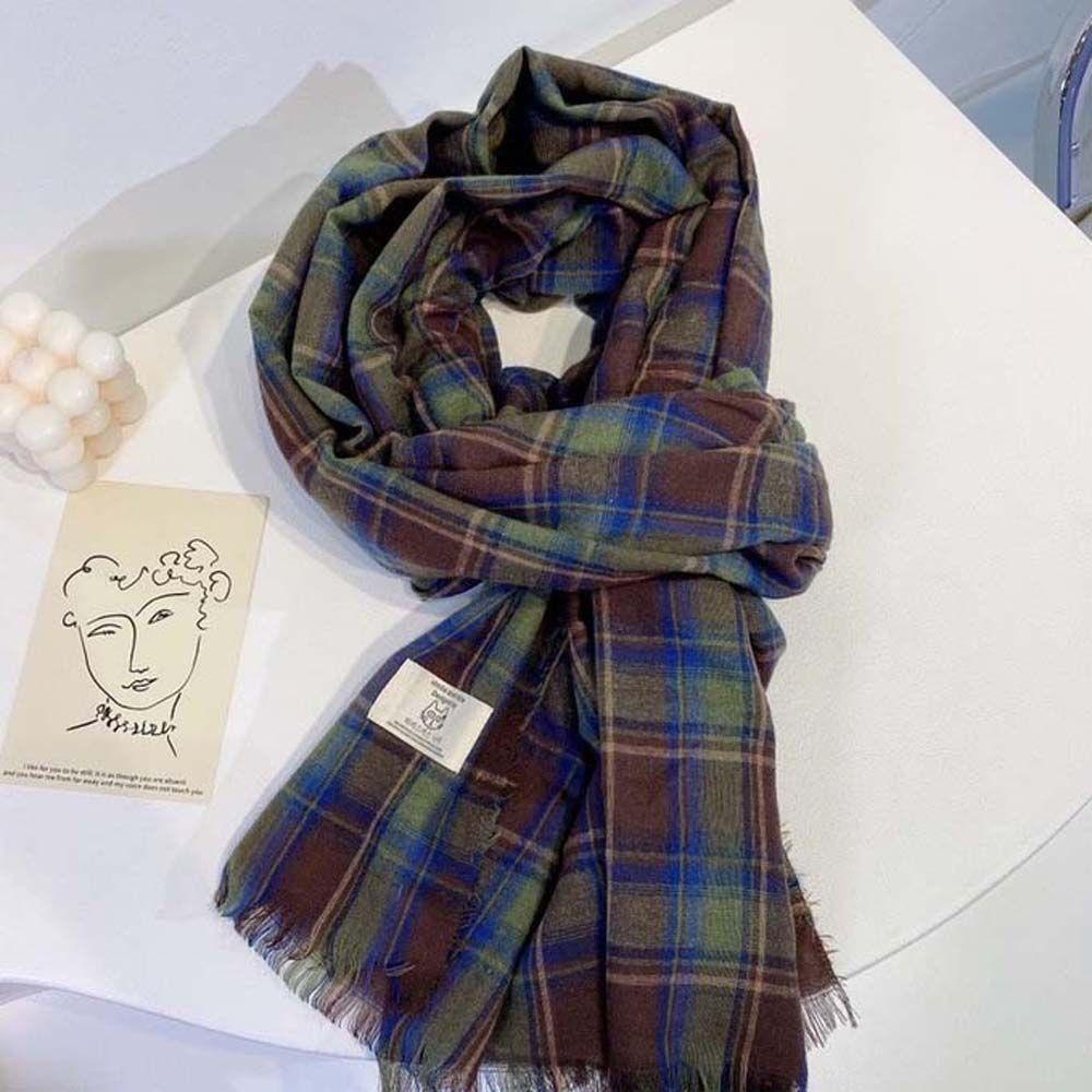 Khăn Choàng Cổ Dài Họa Tiết Kẻ Ô Ấm Áp Thời Trang Thu Đông Dành Cho Nữ