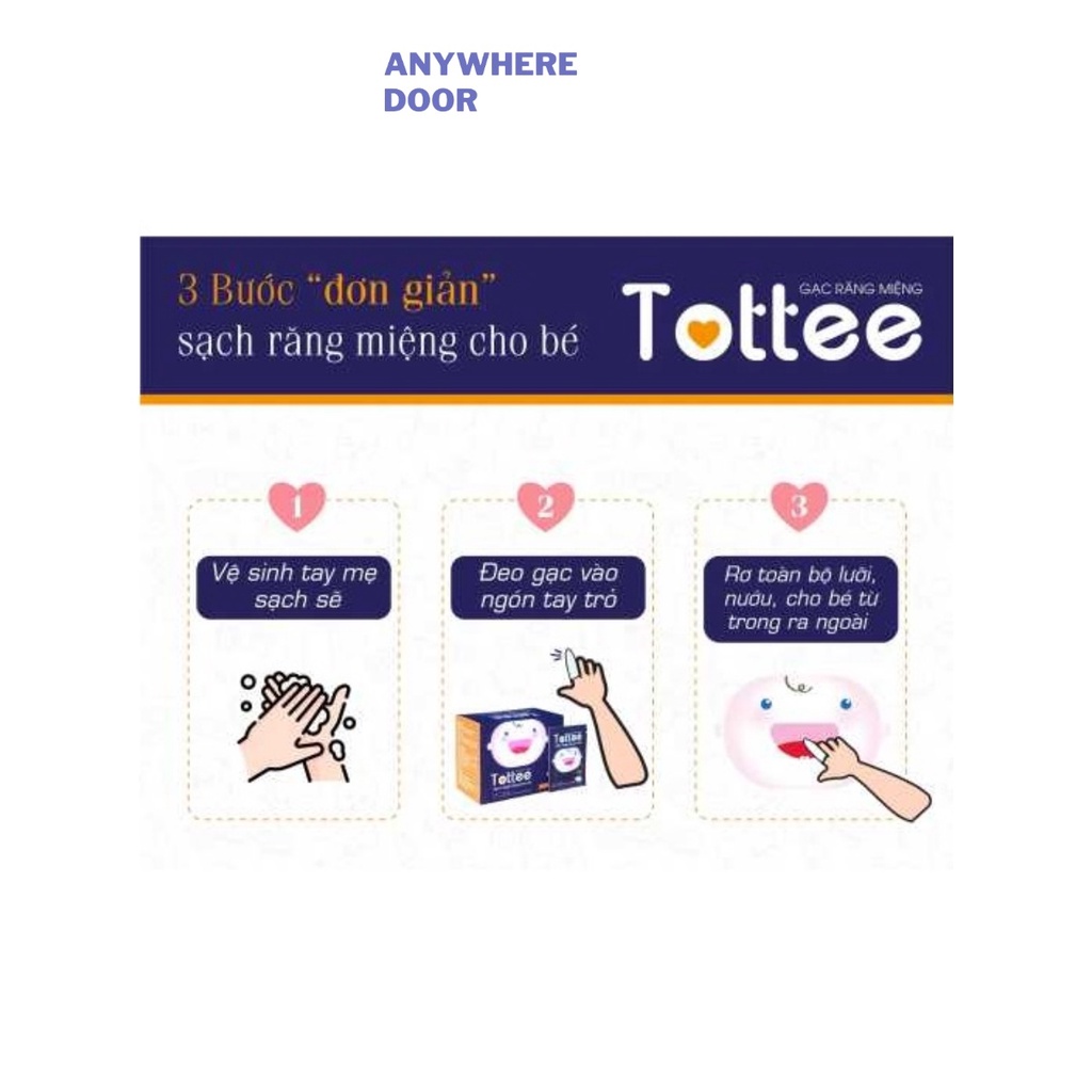 Gạc rơ lưỡi Tottee cho bé từ sơ sinh (30 gói/ hộp)