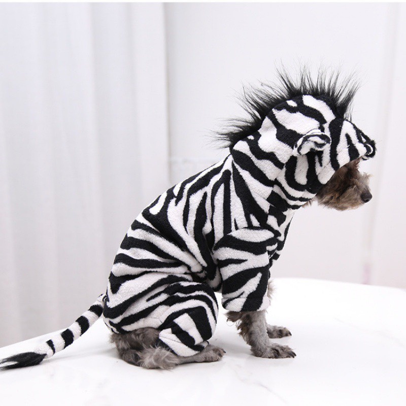 Áo hoá trang cho thú cưng hình ngựa vằn đáng yêu - Áo cosplay cho chó mèo 4 chân có mũ trùm đầu