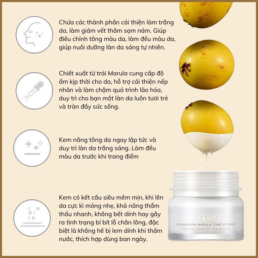 Kem Dưỡng Forencos Wonderwerk Marula Tone Up Cream