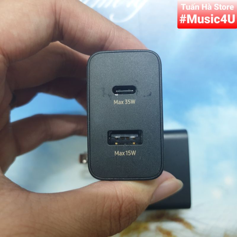 Củ sạc siêu nhanh 2 cổng TA 220 TA220 USB A 15W USB C 35W cho Samsung S20 S21 S22 Note 10 20 Plus I-Phone  12 13 Pro Max