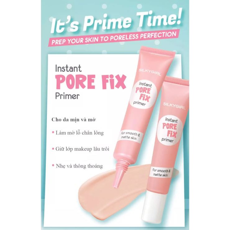 Kem Lót Trang Điểm Che Phủ Lỗ Chân Lông Cho Làn Da Mịn Màng Silkygirl Instant Pore Fix Primer 15ml