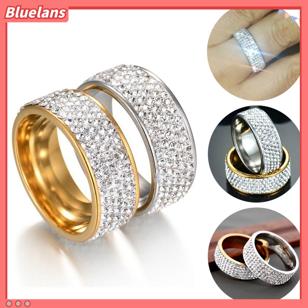 Nhẫn Đính Hôn Đính Đá 5 Hàng Sang Trọng