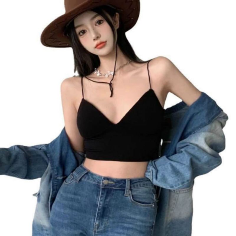 Áo 2 dây Bra vải len gân  siêu phẩm Hot UN🤩