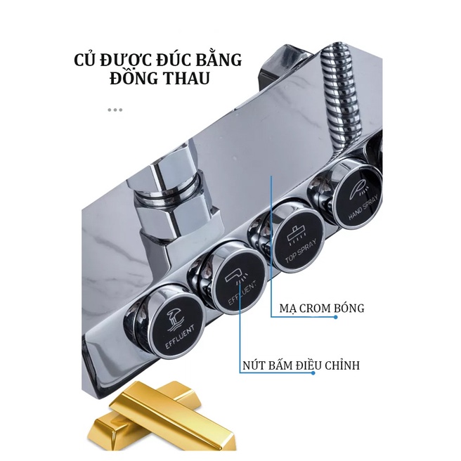 Bộ Sen Tắm Nóng Lạnh  Aviba - 3009 Tăng Áp Lực - Có Điều Chỉnh Độ Cao Và Chế Độ Nước Kèm Sịt Vệ Sinh Cao Cấp Cho Nhà Tắm